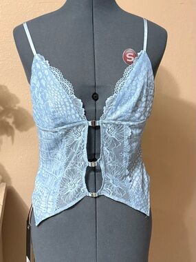 Light Blue Lace Front-Ring Cami